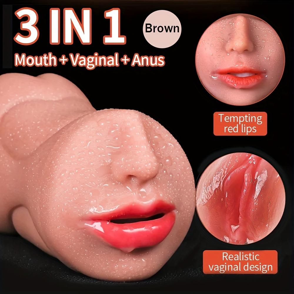 Masturbador Masculino 3 em 1 TPE Copo de Bolso Realista Stroker Manual Portátil Brinquedo Adulto para Homens