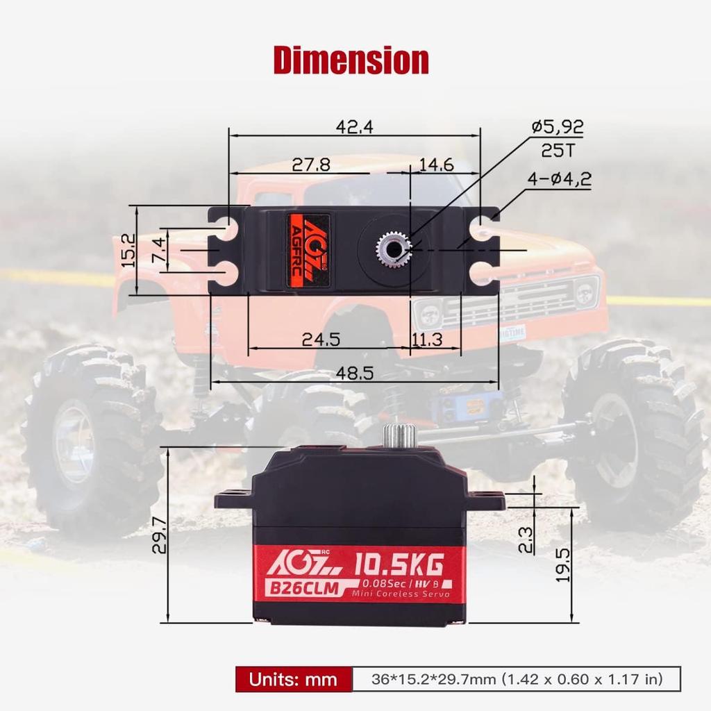 AGFRC 10.5KG Digital Coreless RC-Servo-Motor - High Speed Servo with Aluminum Middle Shell Titanium Gear for 1/12 on Road Small Planes RC Car