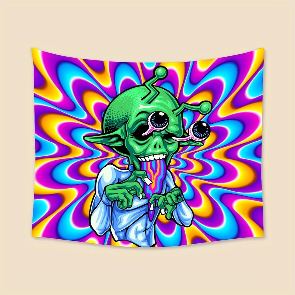 VIKAMA Psychedelic Alien Tapestry Vibrant TrendSetting Living Room Backdrop Bedroom Psychedelic Theme Decor 74x94cm(29x37in)