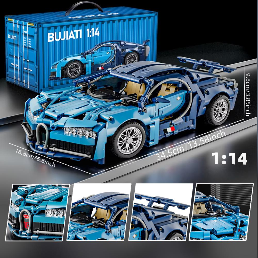 1:Mattoncini Super Auto da Corsa Scala 1:14, Kit Modello Veicolo Sportivo Fai-da-te Giocattolo da Costruzione Regalo per Ragazzi Bambini Età 8-12 14