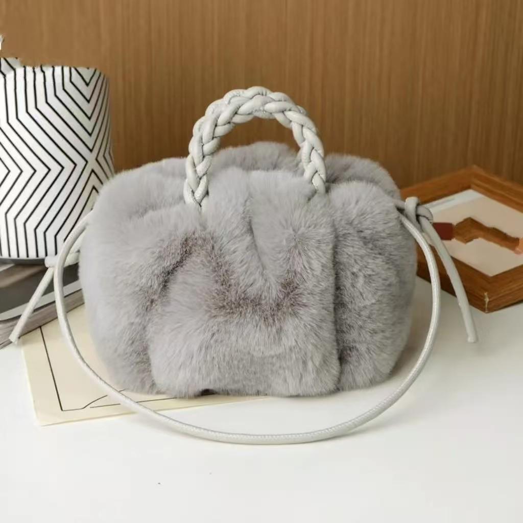 2025 Soft Plush Cloud Pumpkin Bag - Versatile Drawstring Crossbody Handbag