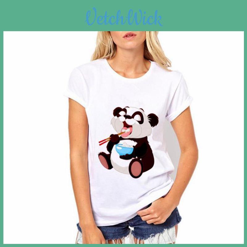 Stylish Women T Shirt Tops Featuring Adorable Panda Print For Summer Casual Wear