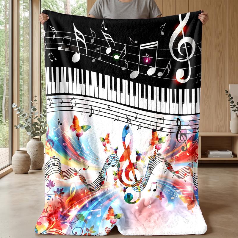 Music and Accordion Theme Blanket Lightweight Warm Flannel Blanket Decorative Throw Blanket for Home Decoration