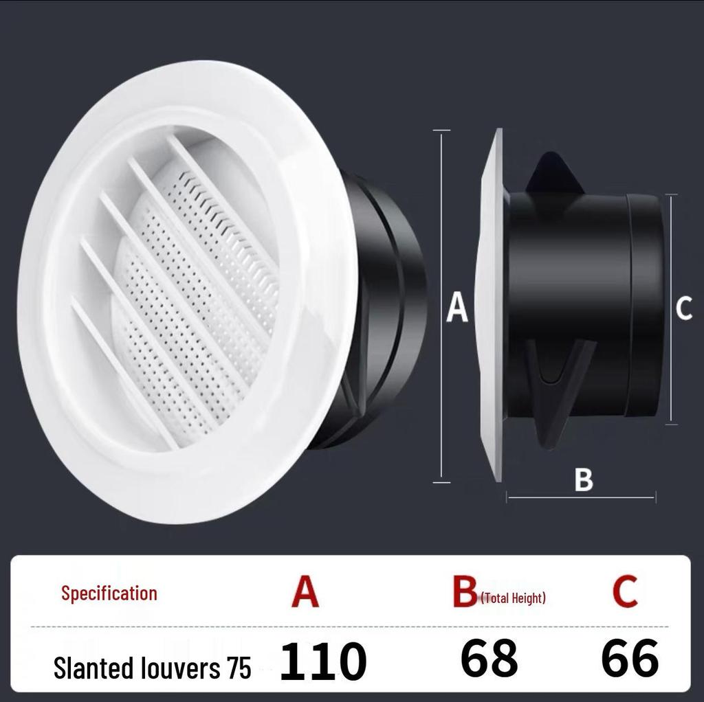 ABS Round Air Ventilation Duct: Indoor Fresh Air, White Exhaust Air Intake