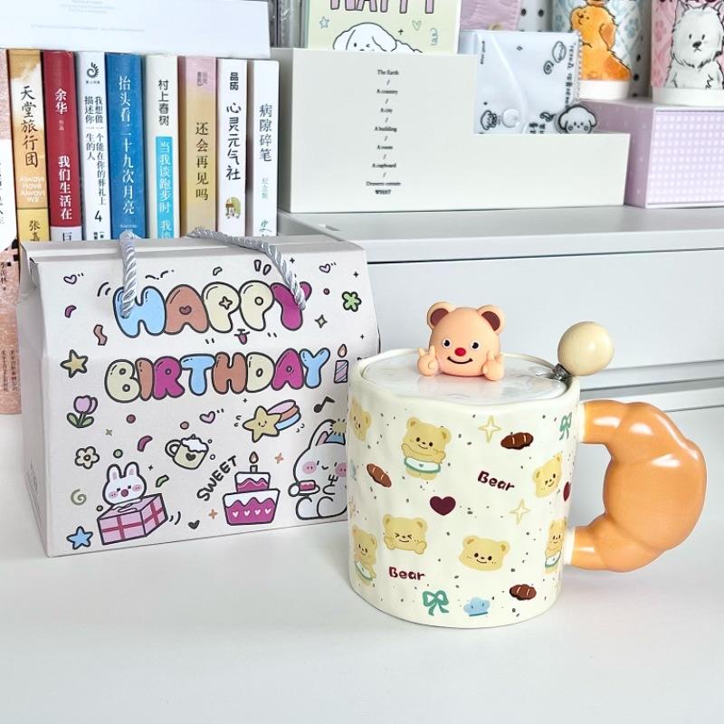 Cute Bier Butter Bear Ceramic Mug Girls High-value Drinking Cup Couple Birthday Gift Souvenir