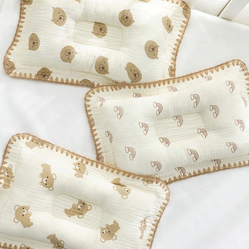 Newborn Pillow Baby Head Pillow with Cartoon Pattern Soft Breathable Neck Support Baby Pillows Travel Pillow Baby Supply