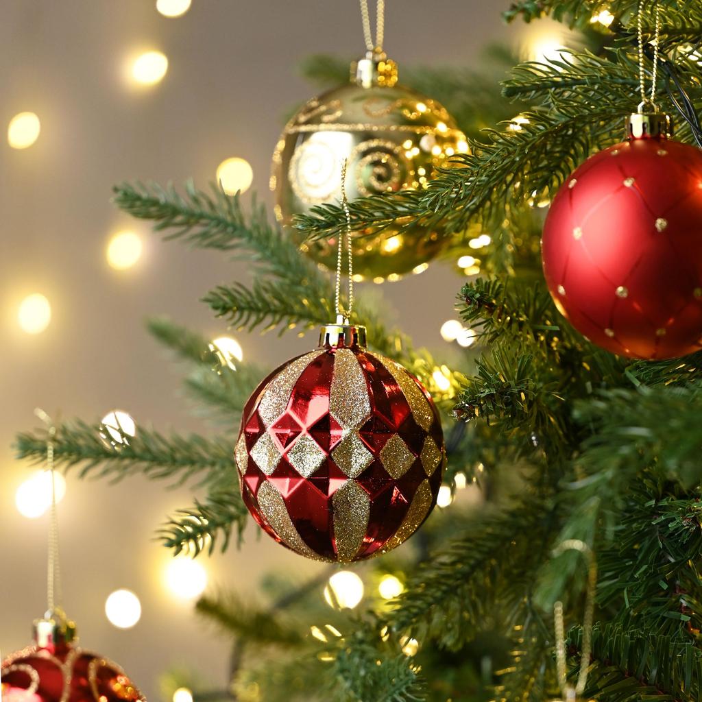 Valery Madelyn Christmas Christmas Set of Christmas Christmas Tree Christmas Gorgeous Christmas Ball Ornaments in Red and Gold Ornaments, Large,