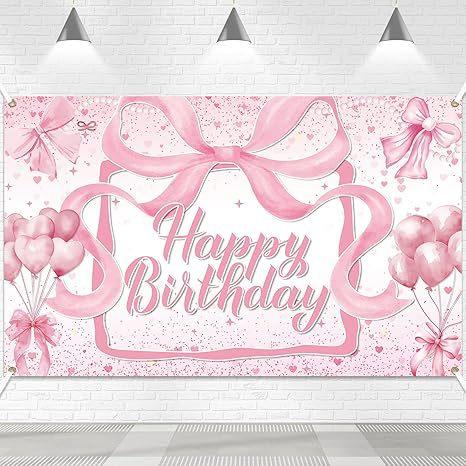 Pink Gold Birthday Party Background Pink Gold Balloon Girl Birthday Bash Party Banner Decoration