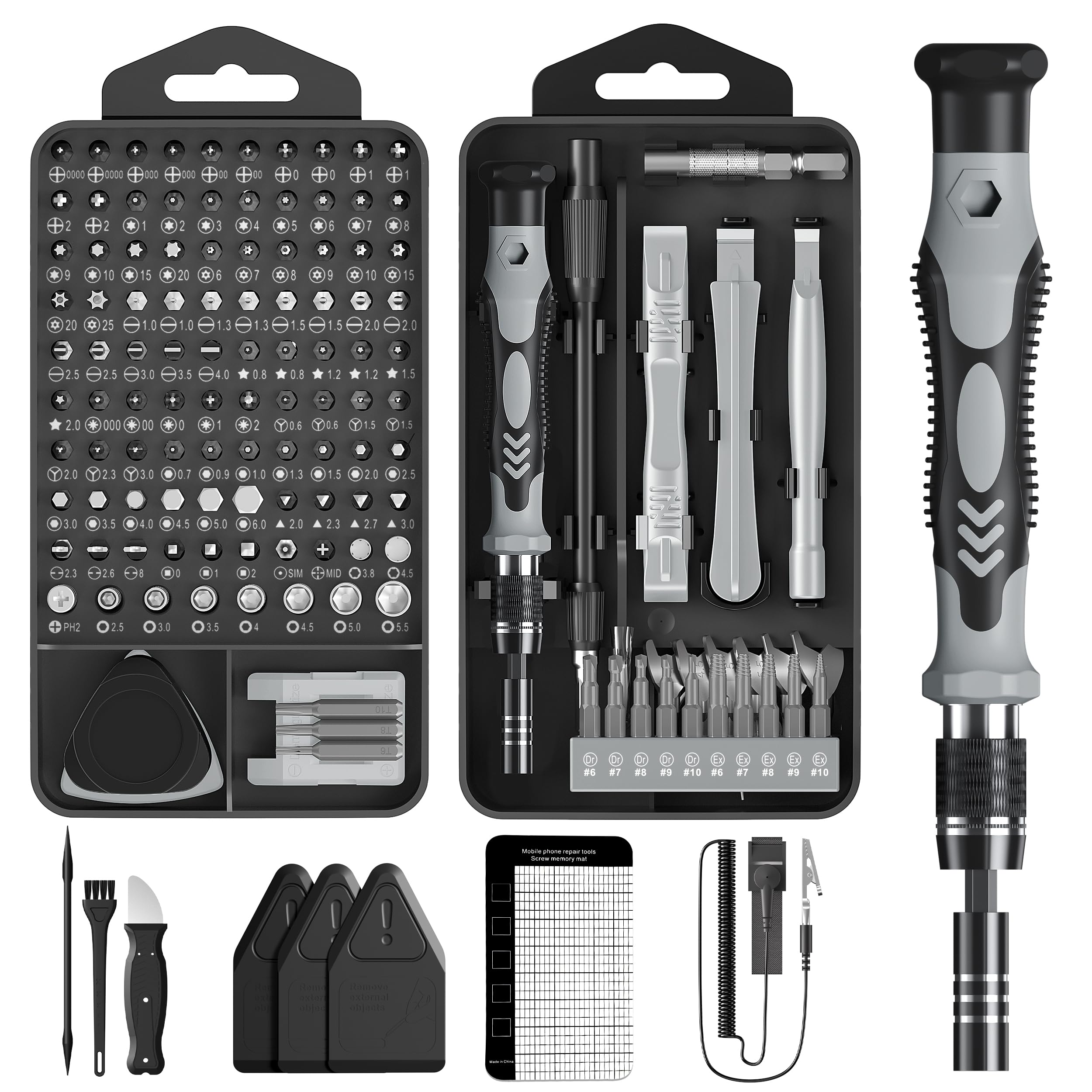 

MOVMAO 2025 Прецизійна викрутка 145 в 117 Набір спеціальних інструментів для DIY-ремонту Спеціалізований кейс із сірим набором, 1, Біти, Torx, Магнітна, Нековзка ручка,