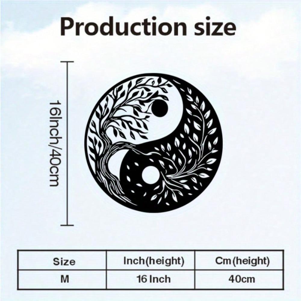 Metal Yin Yang Wall Art Spiritual Decor Meditation Room Spa Metal Tree Mural Balance Harmony Christmas Gift