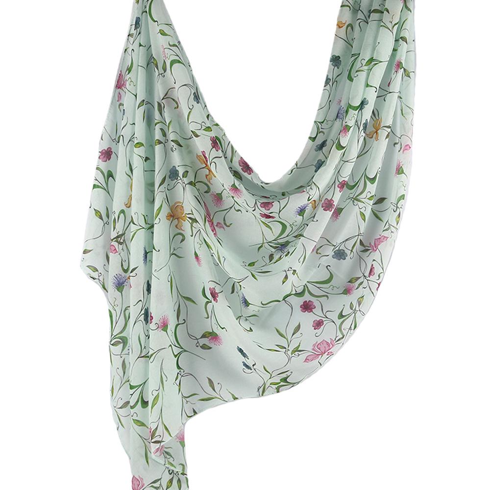 "Ethnic Watercolor Modal Cotton Shawl Satin Print Scarf for Women"