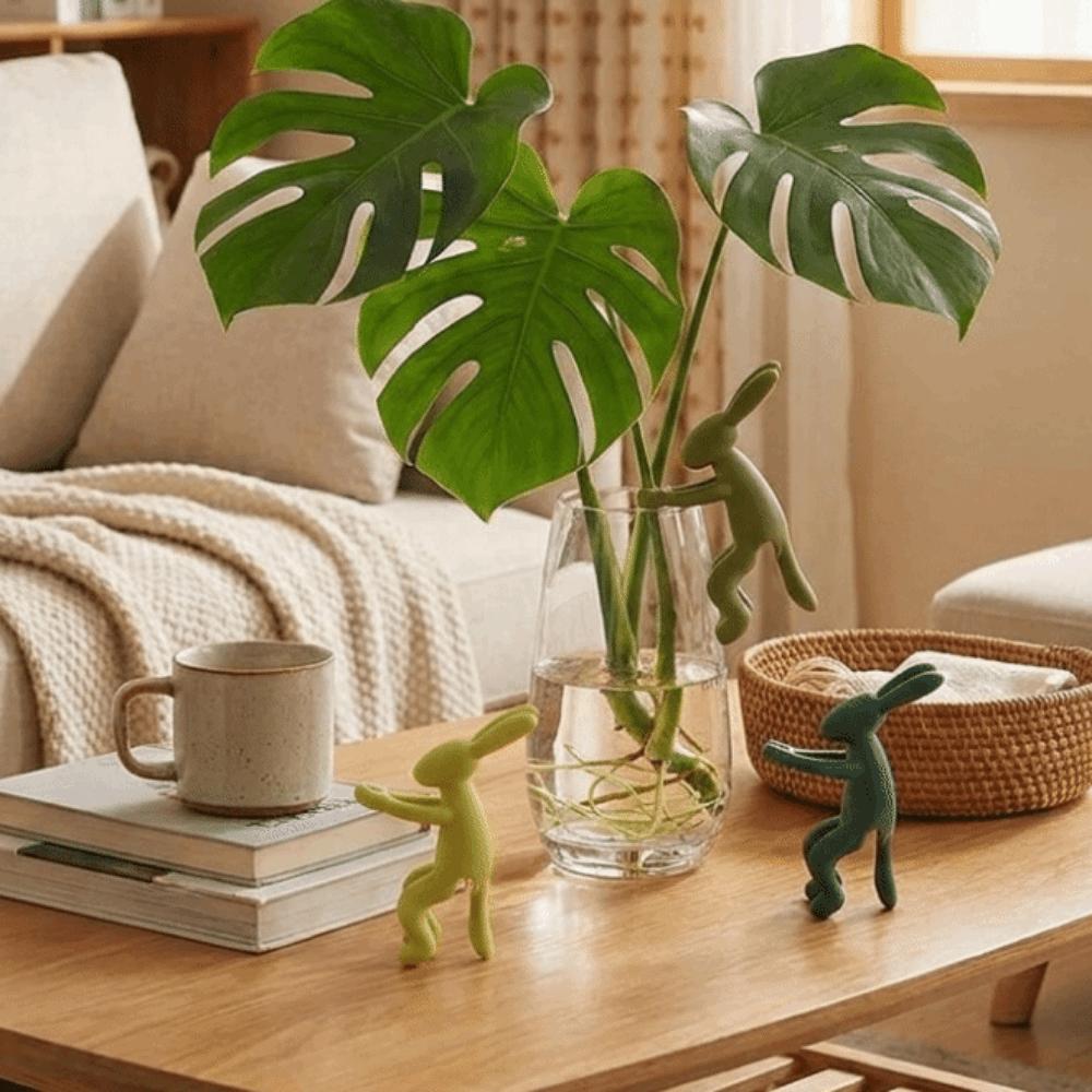 3PCS Decorative Rabbit Shaped Plant Stem Support Plastic Hydroponic Stabilizer Sprouts