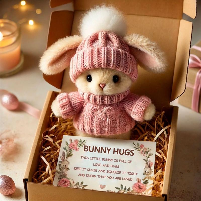 Soft Plush Easters Bunnies Decorative Box Soft Animal Plush Rabbit Key Rings For Memorable Gift Giving