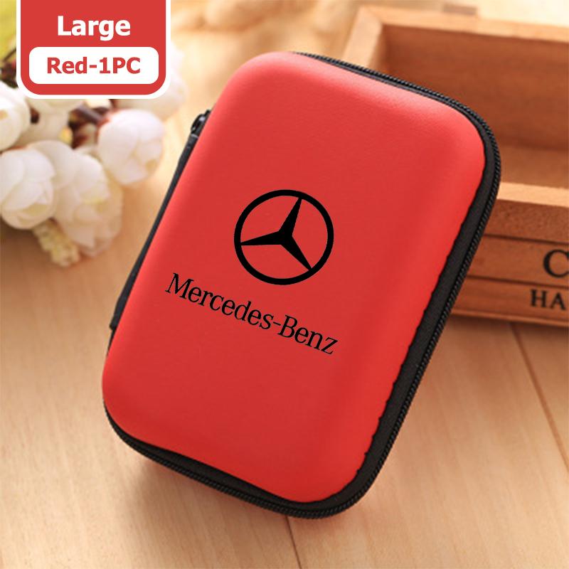 For Benz Car Logo Earphone Organizer Box EVA Zipper Headset Storage case Accessories AMG Exclusive W204 W222 W205 W203 W213 W124 XT3