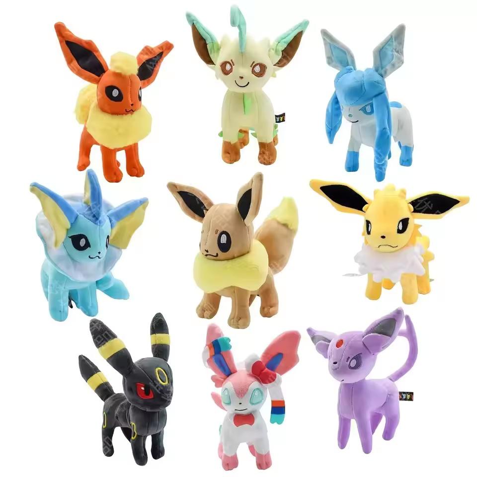 Set Complet De Vânzare Familia Eevee Jucării De Pluș Sylveon Peluche Umbreon Vaporeon Flareon Pikachu Păpuși Umplute Cadou