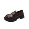 Platform Loafers Women's 2025 New Autumn British Style Small Leather Shoes Black Commuting Pedal with Skirt Single Shoes