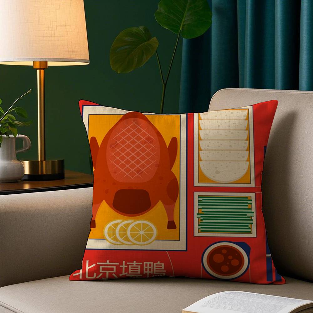Japanese Style Food Pillow Case Plush Fabric Soft Pillowcase Double Sided Print Sofa Cushion Cover Throw