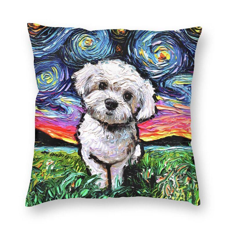 Pink Convertible Pillowcase White Poodle Home Decor Dog Lover Sofa Cushion Cover Living Room  Bedroom