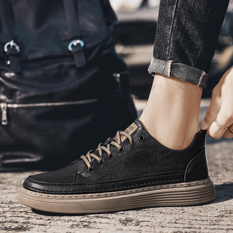 Luxury Brand Mens Shoes Casual Leather Male Comfortable Sneakers Stylish Skate Shoes Men All-match Male Lace-Up Walking Shoes