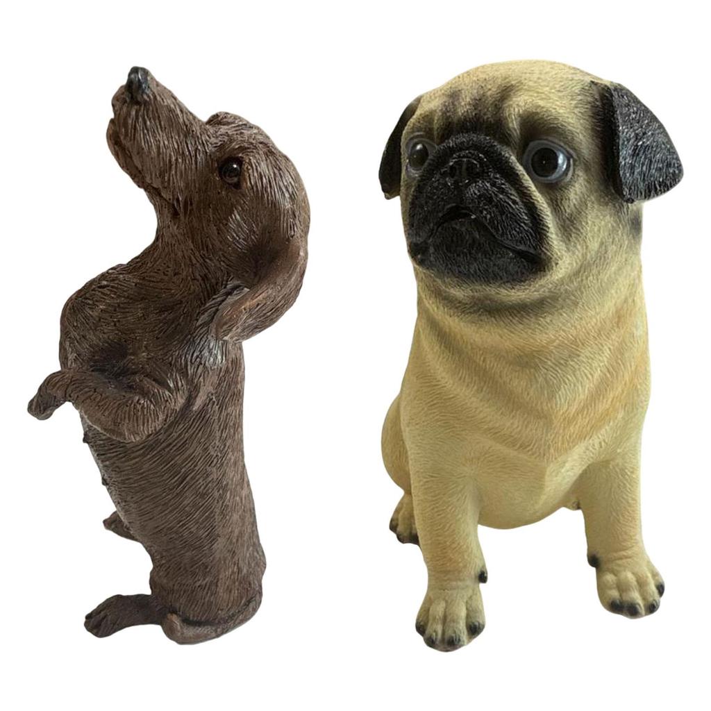 Animal Dog Statue Ornament Resin Realisitc Puppy Figure Home Decor Dog Model Figure for Office Desktop Garden Entry Living Room