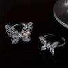 Butterfly Zirconia Ring for Women, Light Luxury Fashionable Adjustable Open Ring