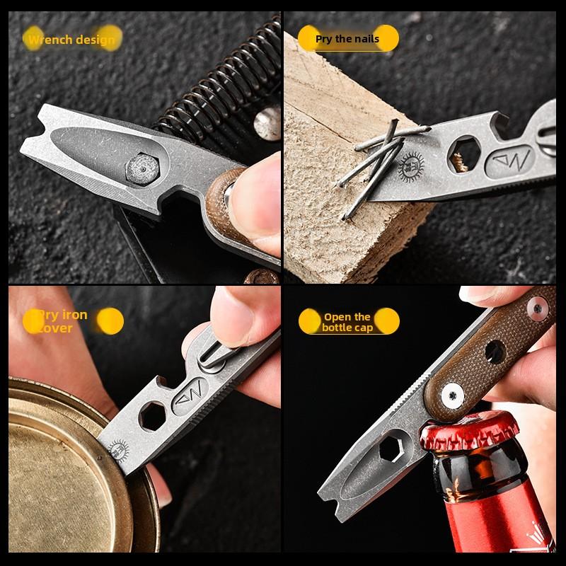 Titanium EDC Pry Bar Multi Tool Wrench Bottle Opener for Outdoor Camping