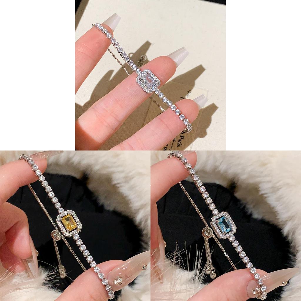 Geometric Zircon Square Adjustable Bracelet For Womens Fashion And Giftgiving
