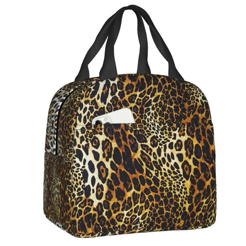 Purple And Pink Leopard Seamless Thermal Insulated Lunch Bag Animal Cheetah Resuable Lunch Container for School Food Box