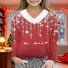 Christmas Day Girls Long Sleeve T Shirts Kids  Girls' V-Neck Tee Christmas Print Long Sleeve Top
