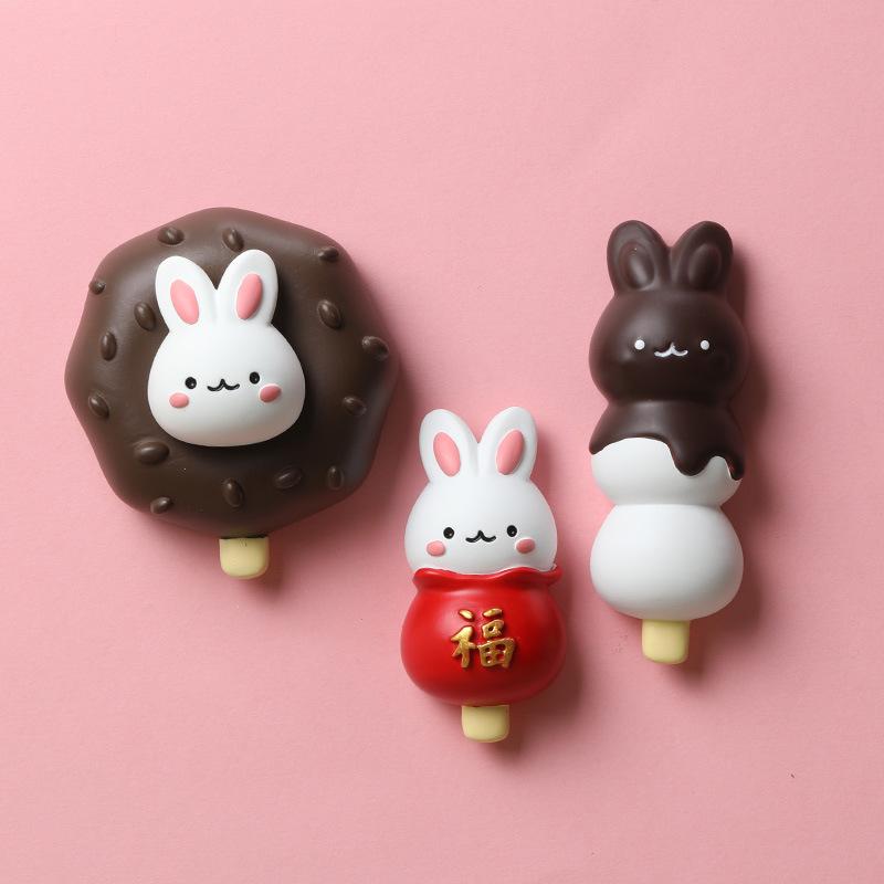 Rabbit Magnetic Refrigerator Magnet Creative Diy Refrigerator Sticker Decoration Resin Sticker Po Wall Gift Toy