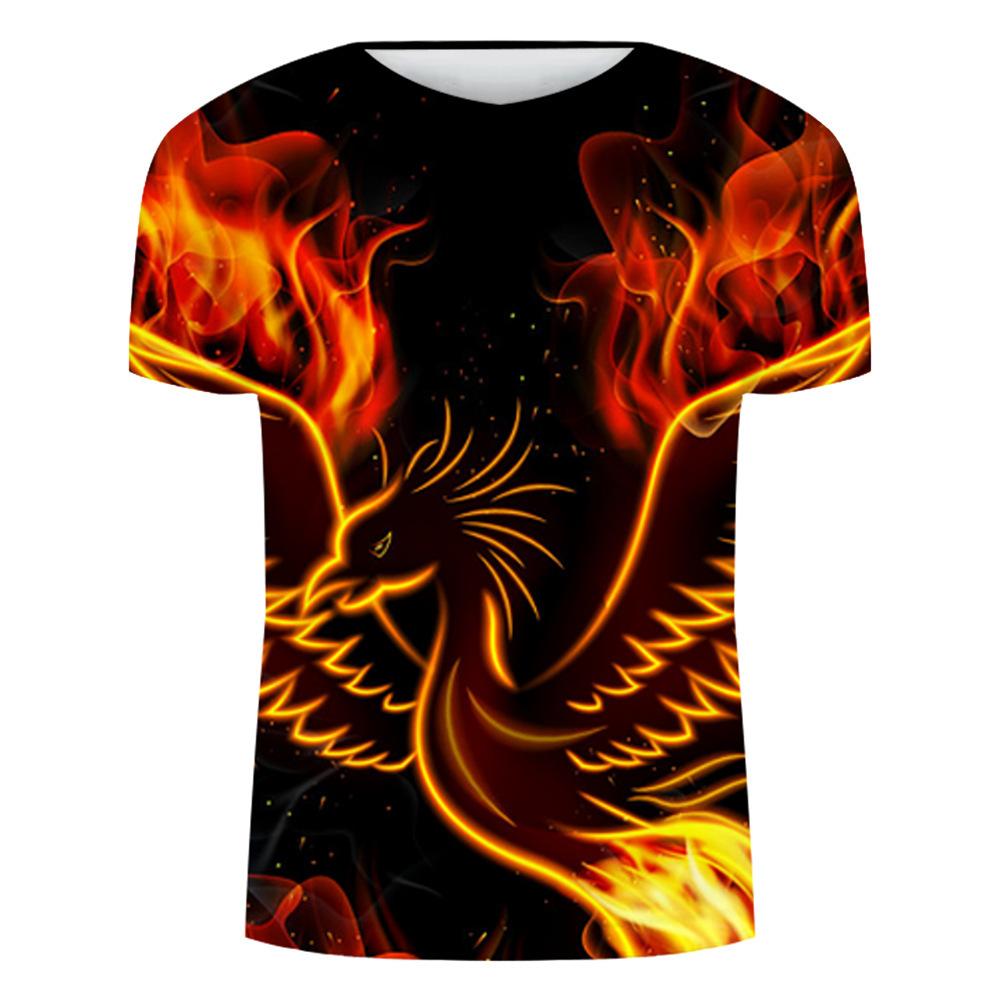 Printed Flame Wolf 3D T-shirt Digital Printing Men's Women's Short Sleeved T-shirt Top