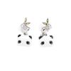 Cute and cute oil-dripping panda earrings, gold-plated and diamond-encrusted versatile earrings, women's versatile and childlike earrings.
