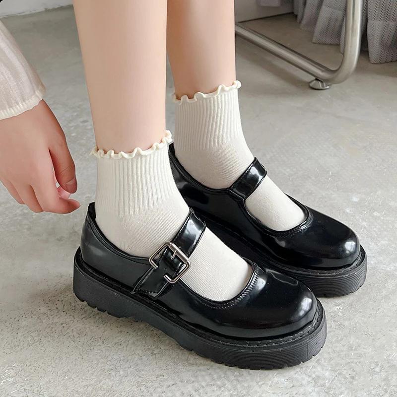 Japanese Winter Rolled Edge Short Socks Cute Socks Women Fresh Winter Wooden Ear Edge Female Socks Student Short Socks JK