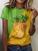 Loose and Casual Women's Plus Size 3D Fruit Printed Short Sleeved T-shirt Soft Comfortable and Breathable Top