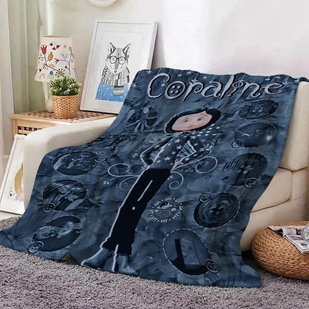 Mysterious Stop Motion Fantasy World Coraline Flannel Printed Blanket Thick Soft Fleece Blanket For Camping Travel Home Decor Holiday Gift