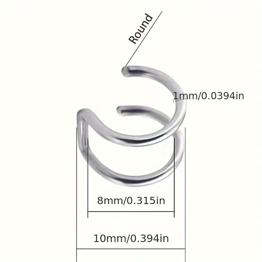 Fashion Stainless Steel Fake Piercing U-shaped Double Layer Ear Clips Lip Clip for Women Charms Ear Bone Nail Ear Cuff Jewelry