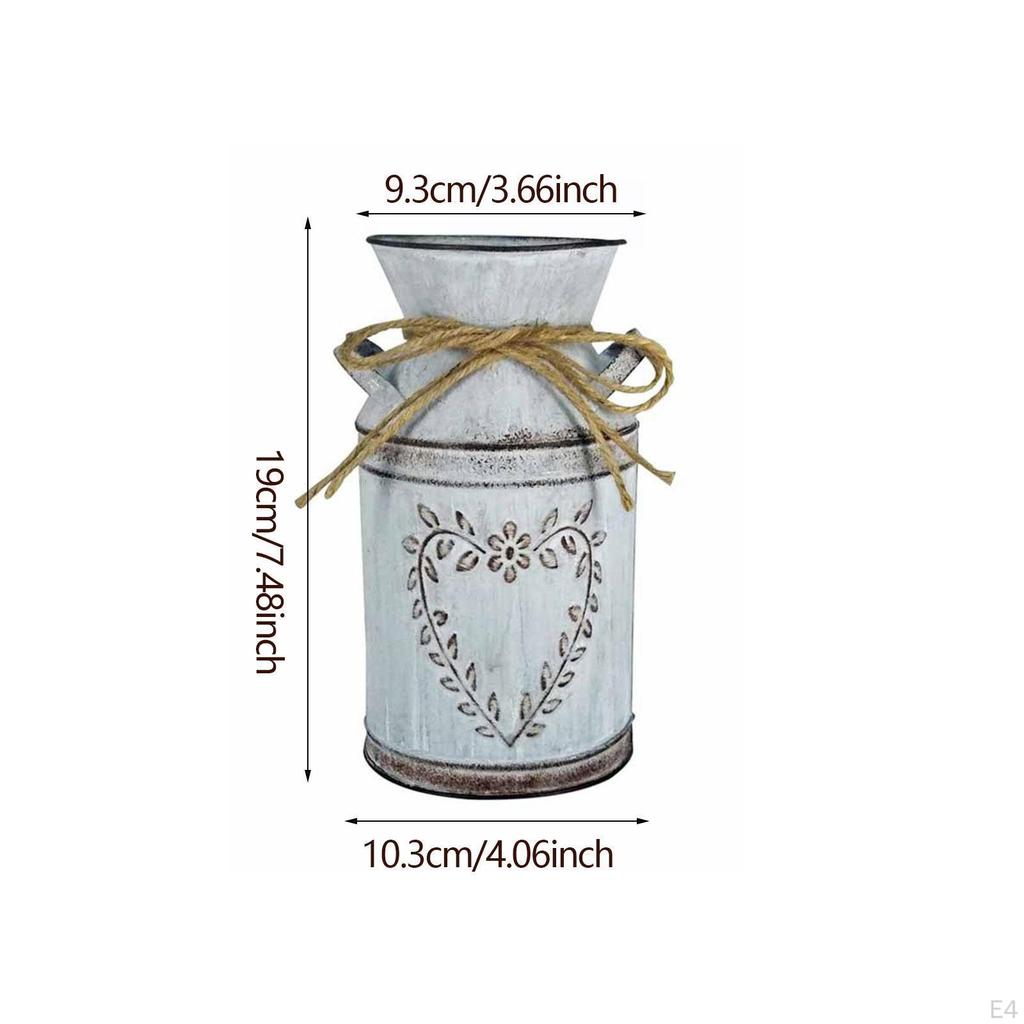 Flower Rustic Jug Decorative Metal Planter for Artificial Flowers Farmhouse Vase Living Room