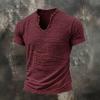 Camiseta de Hombre con Flecos Camiseta Retro de Manga Corta con Cuello en V Elegante Desgastada Camiseta de Verano para Fiesta Playa Vacaciones Gimnasio