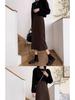Women's High Waist Wool A-line Skirt: Slimming, Versatile, Black, Slit, Hip-Covering, Autumn/Winter 2025.