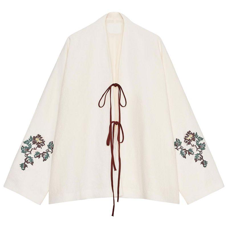 

Zaprha 2025 Summer New Versatile Contrast Color Patchwork Embroidered Applique Design Kimono Outerwear 4786203 Ben White L