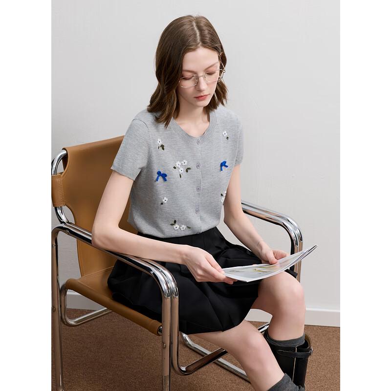 

SanCai 2025 Autumn Crochet Knit Short Sleeve Cardigan L