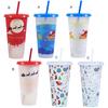 710ml Straw Cup with Lid Single-layer Christmas Magical Color Changing on Cold Cup for Trip