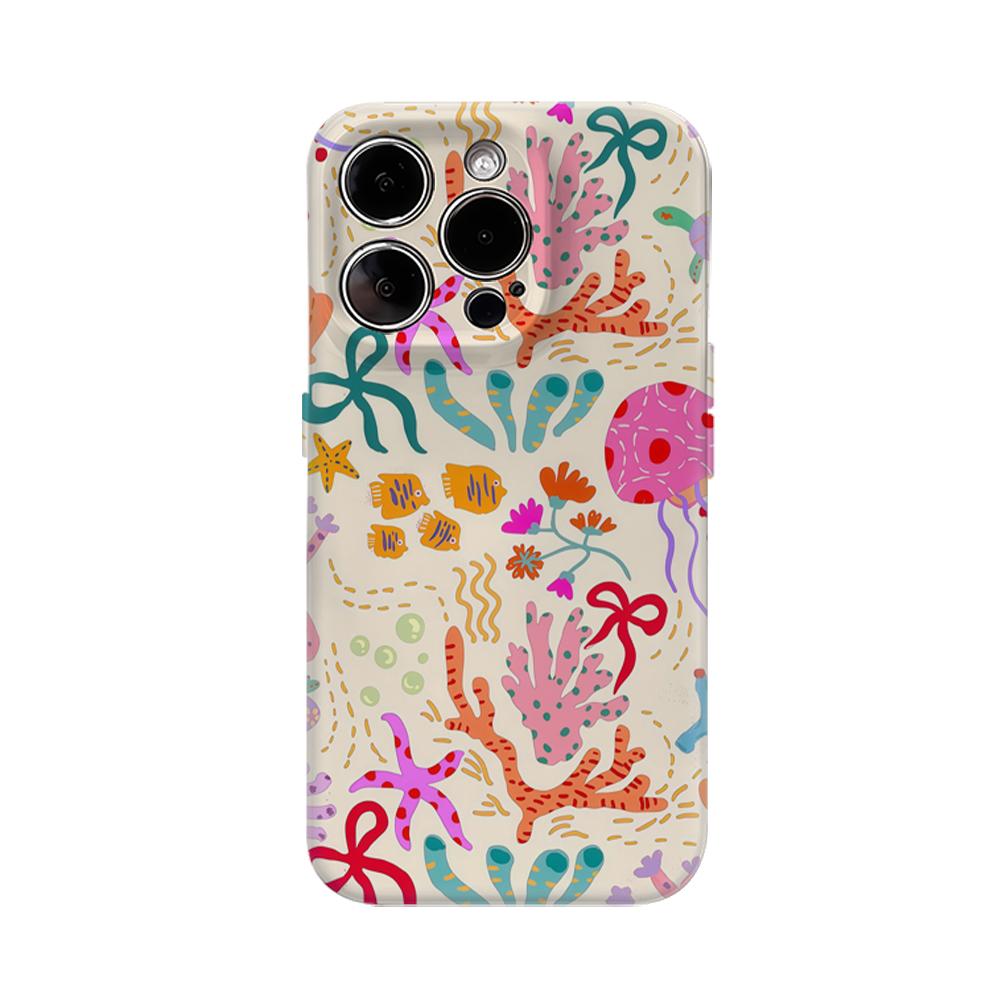 

Colorful Sea Life Print Phone Case for IPhone 17AIR 16E 16 15 14 13 12 11 17 Pro Max Plus Double-layer Back Cover IPHONE17PRO