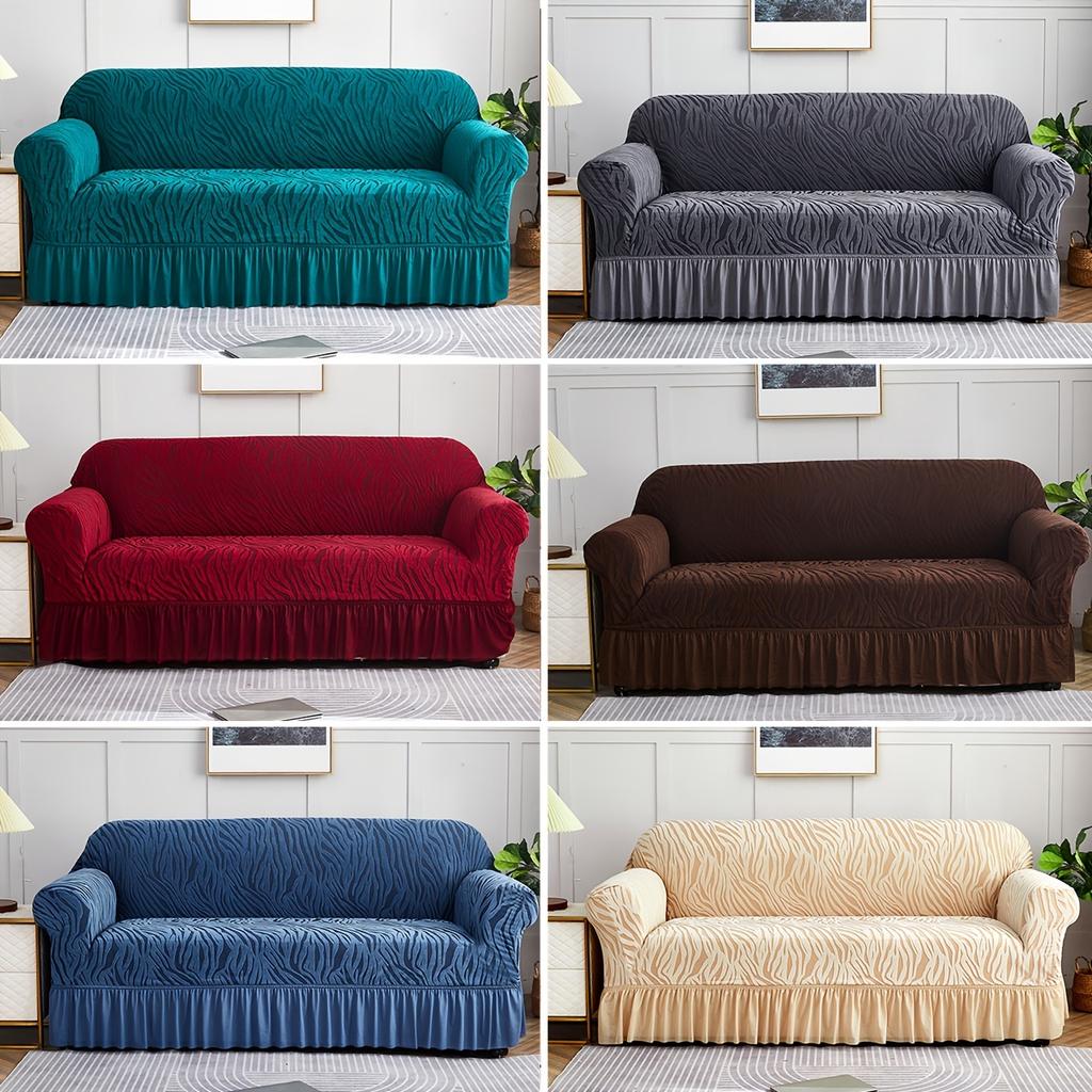 1 Pieza Falda Ola de Mar Funda Elástica para Sofá, Funda Antipolvo Todo Incluido Antideslizante, Decoración para el Hogar Dormitorio Sala de Estar