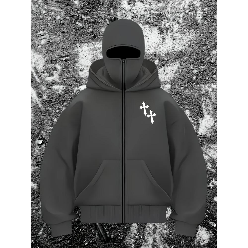 

Мужская красная толстовка с капюшоном на молнии с уникальным логотипом x - Повседневная свободная посадка, ткань средней эластичности M серый