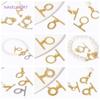 18K Gold Plated Round OT Clasp Connectors,Brass End Beads Toggle Clasps For Jewelry Making DIY Jewellery Findings Accessories