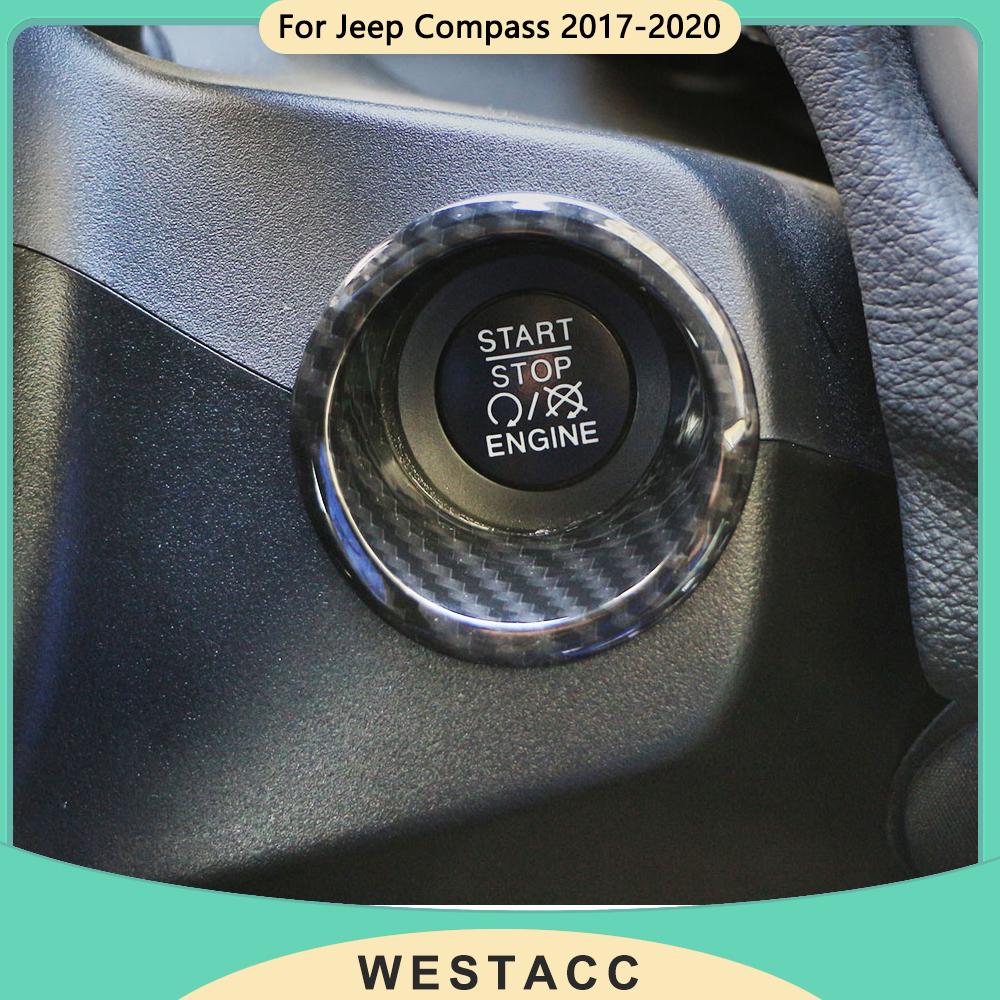 Auto Zündschlüssel Schalter Startknopf Abdeckung Ring Dekoration Aufkleber für Jeep Compass 2017 - Innen