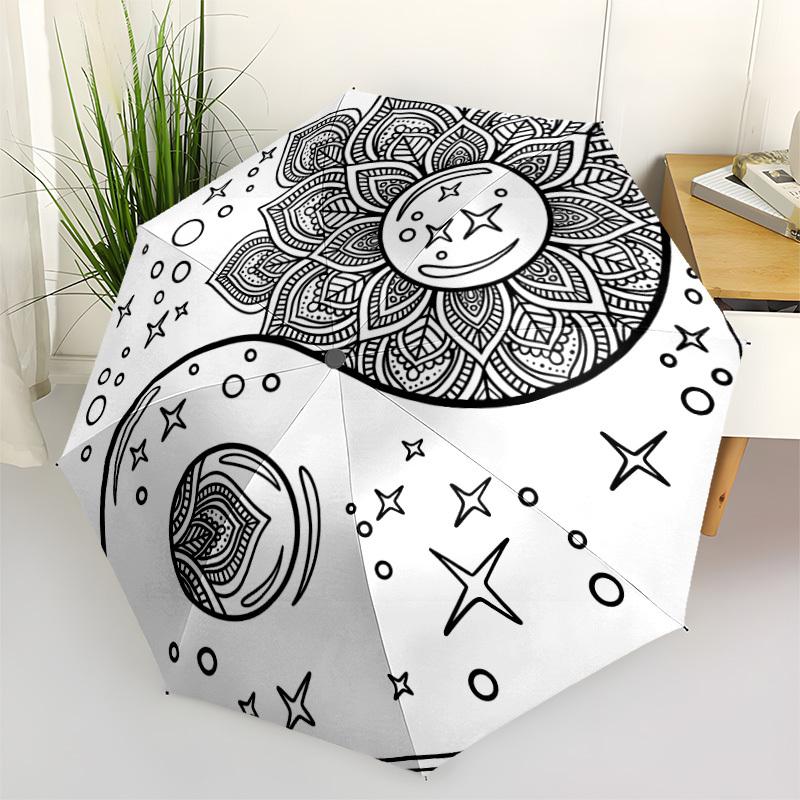 1pc Yin Yang Symbol Automatic Open/Close Umbrella, Umbrella with cartoon Design, Portable Compact Umbrella for Men & Women, Good Holiday Gif