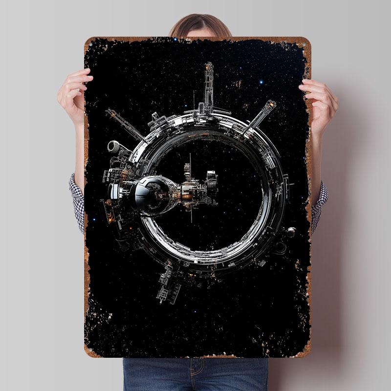 

Space Station in Orbit Tinplate Poster Customized Wall Art Vintage Retro Metal Signs for Decoration Living Room Decor Men Home 7.9x11.8In(20x30cm)