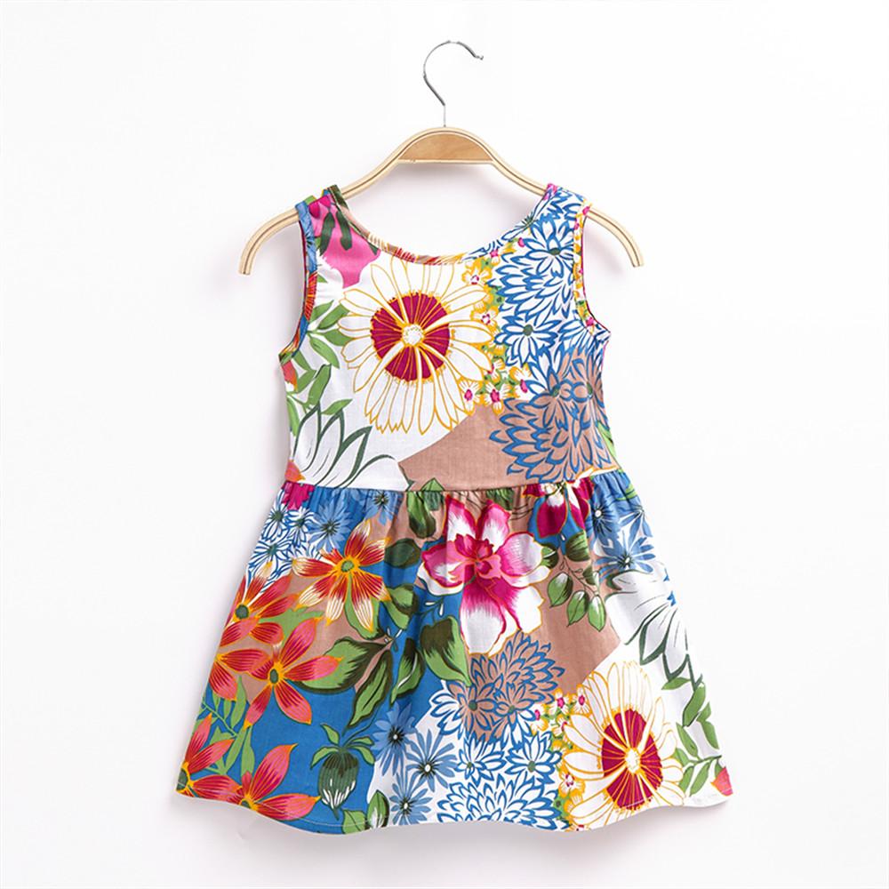 Sommar tjejklänning Mode ärmlös rygglös barnklänningar Småbarnstjej Födelsedagsfest Prinsessklänning Bomull Barnkläder
